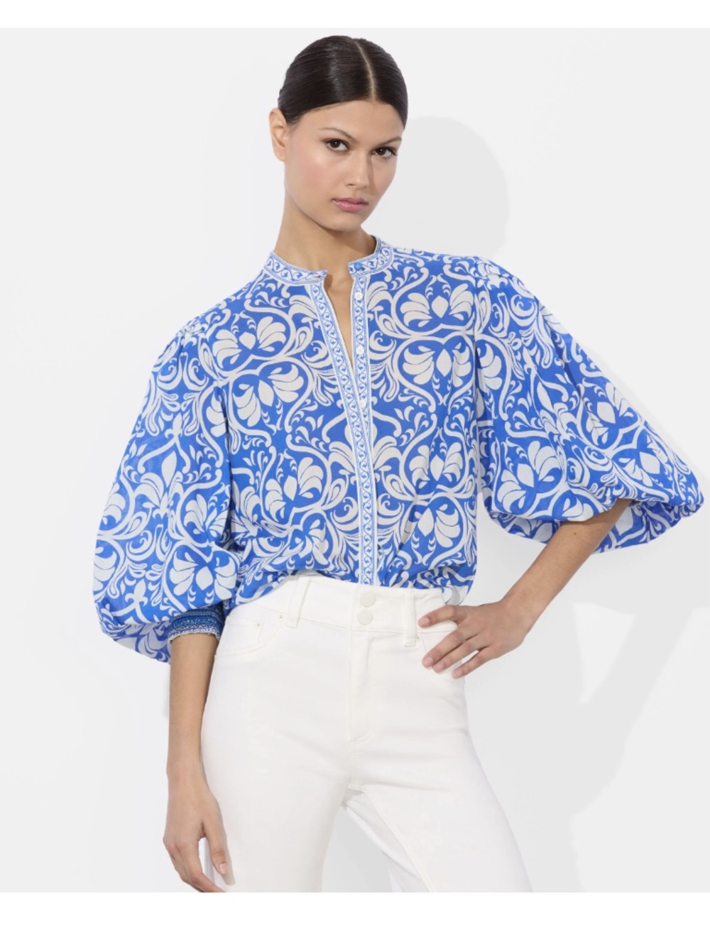 NWT Alice + Olivia April Printed Blouse, Size S
